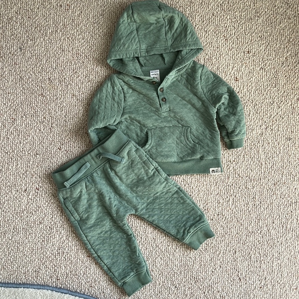 Carters baby boy green sweatsuit